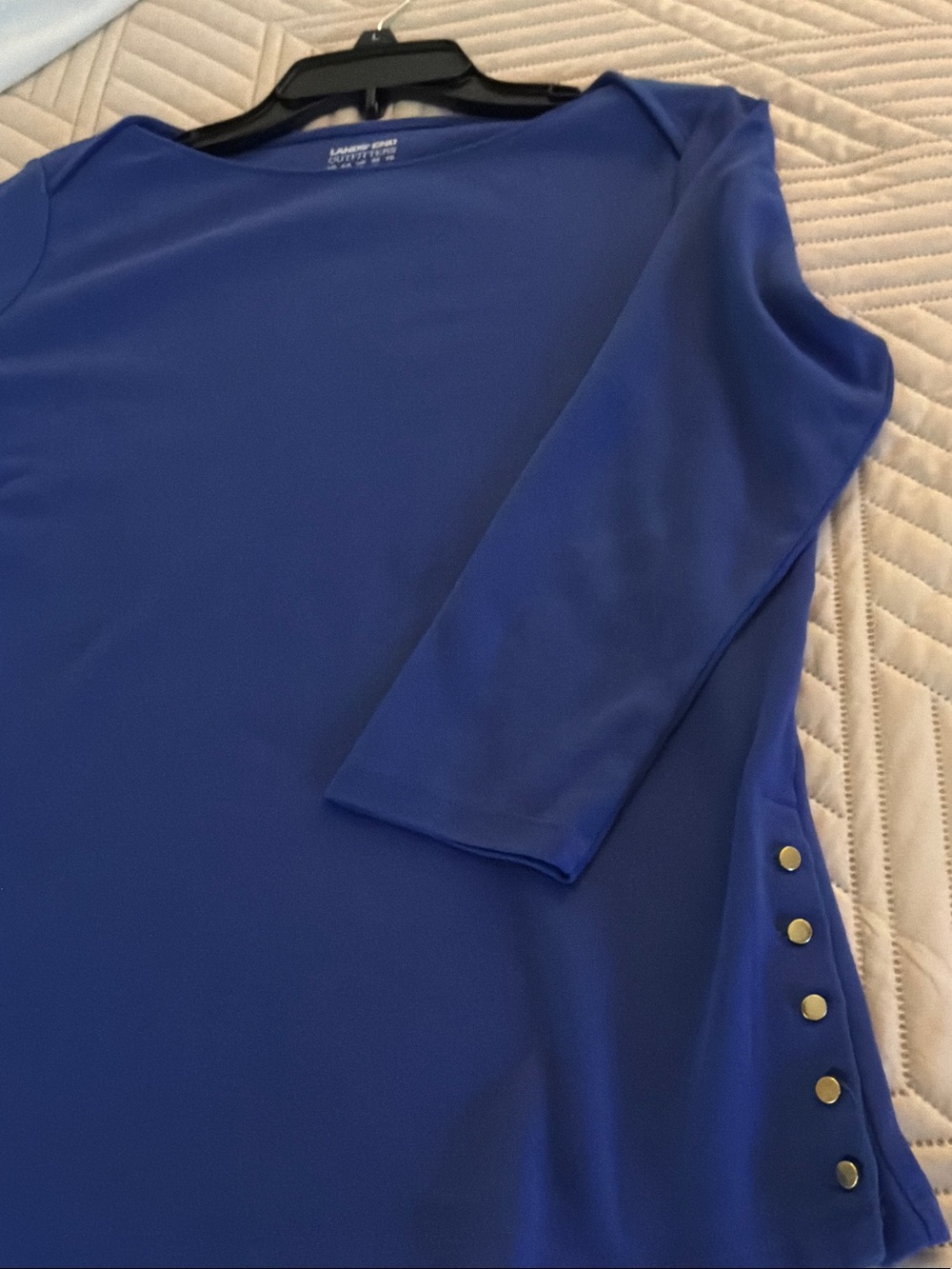Lands' End Women's Cobalt Blue Boatneck Long Sleeve Top